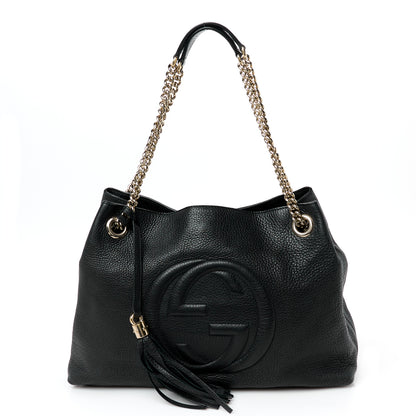 Gucci Pebbled Calfskin Medium Soho Chain Shoulder Bag Black 1 of 11