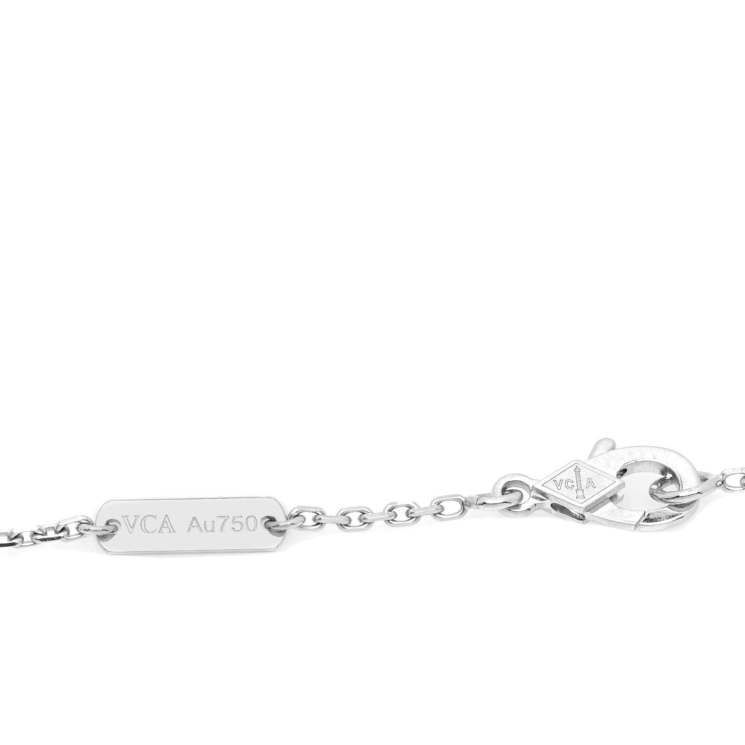 Van Cleef & Arpels 18K White Gold Chalcedony Vintage Alhambra Pendant Necklace 7 of 7