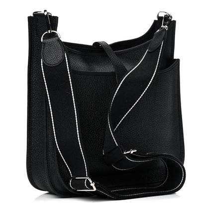 Hermes Taurillon Clemence Amazone Evelyne III PM Black White 3 of 11