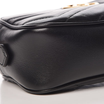 Gucci Calfskin Matelasse Mini GG Marmont Chain Shoulder Bag Black 8 of 10