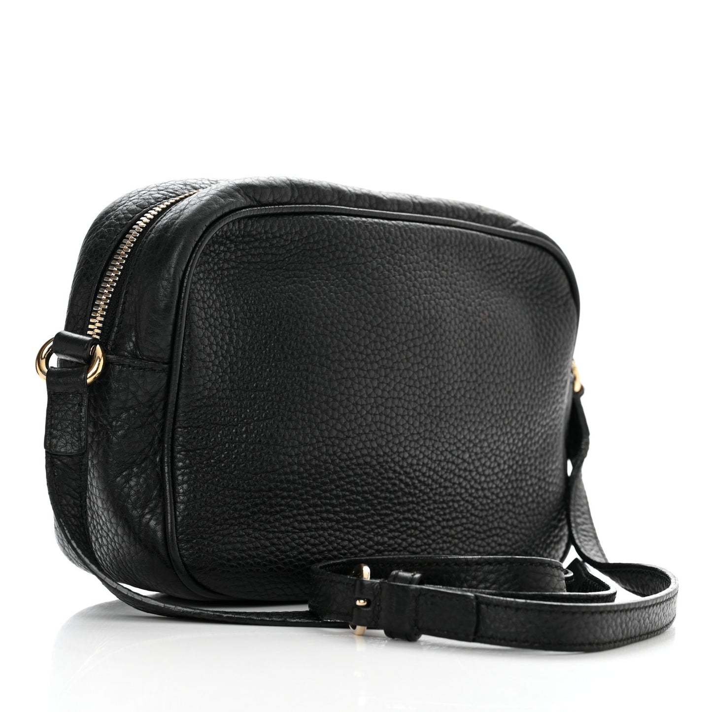 Pebbled Calfskin Small Soho Disco Bag Black