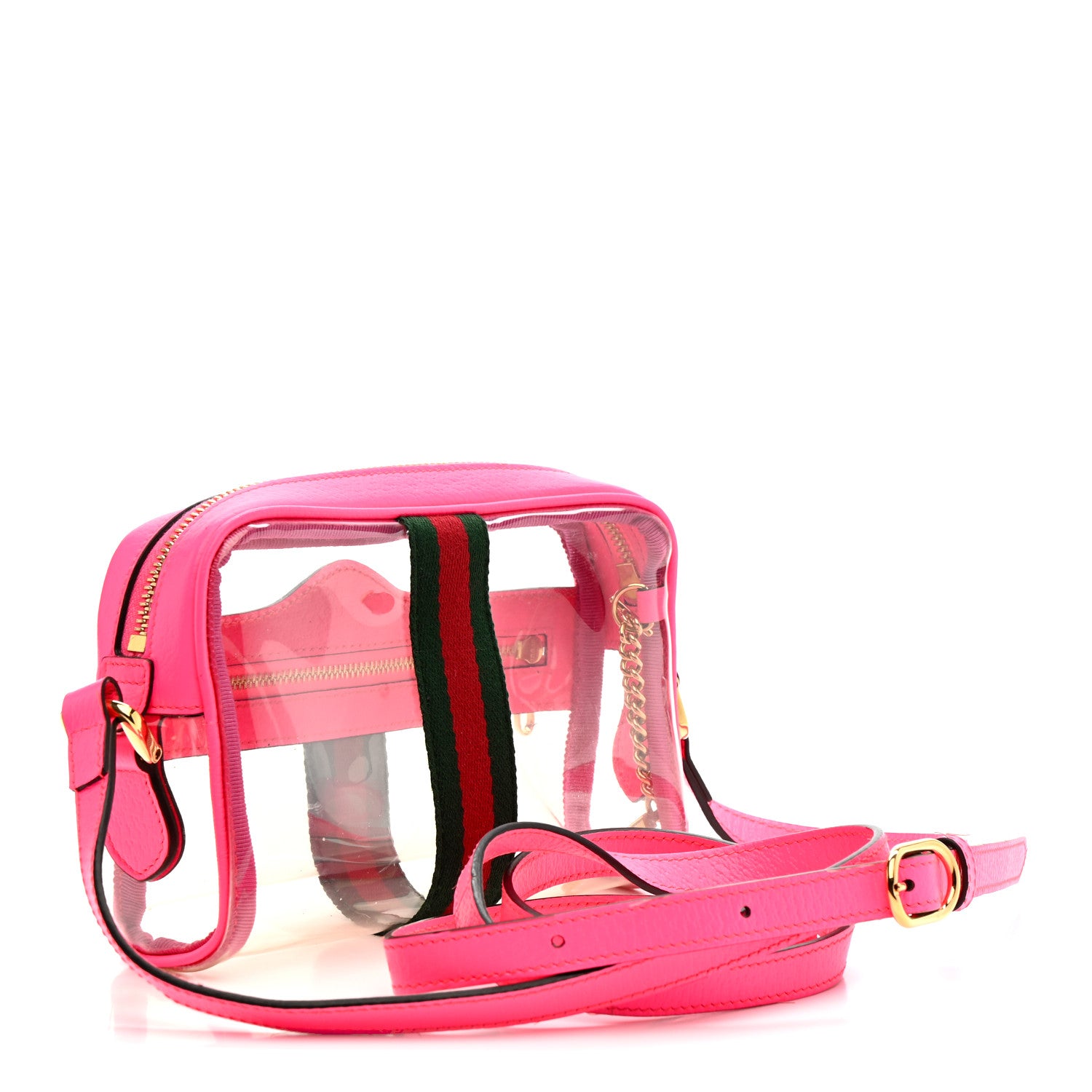 Gucci Vinyl Web Mini Ophidia Transparent Shoulder Bag Fluorescent Fuchsia 5 of 31