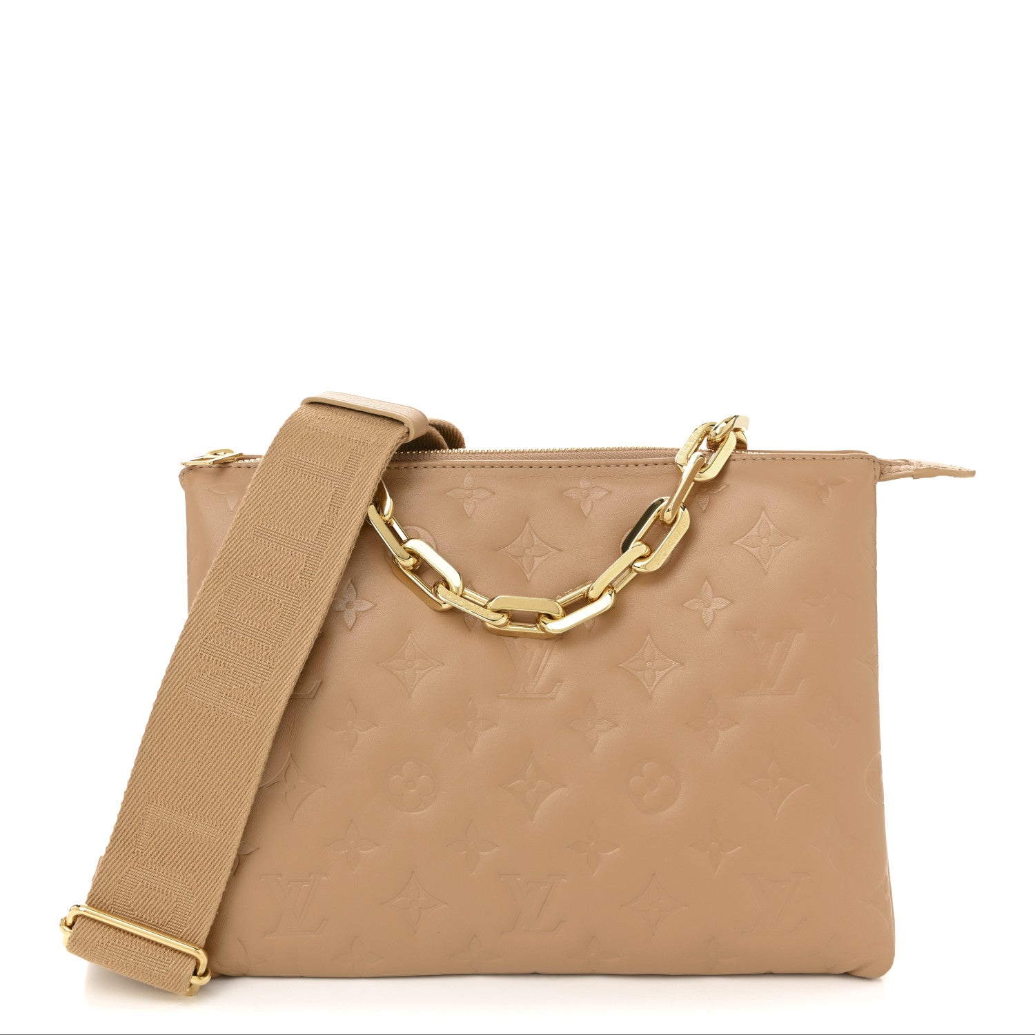 Louis Vuitton Lambskin Embossed Monogram Coussin PM Camel 1 of 9