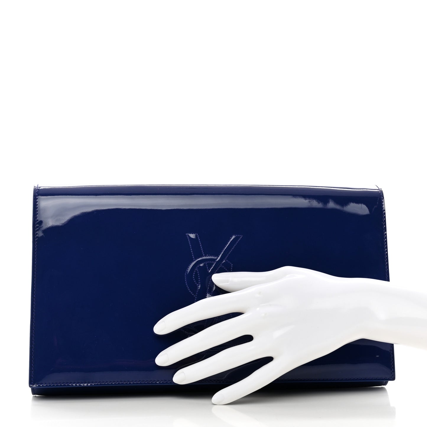 Patent Calfskin Monogram Large Belle De Jour Clutch Royal Blue