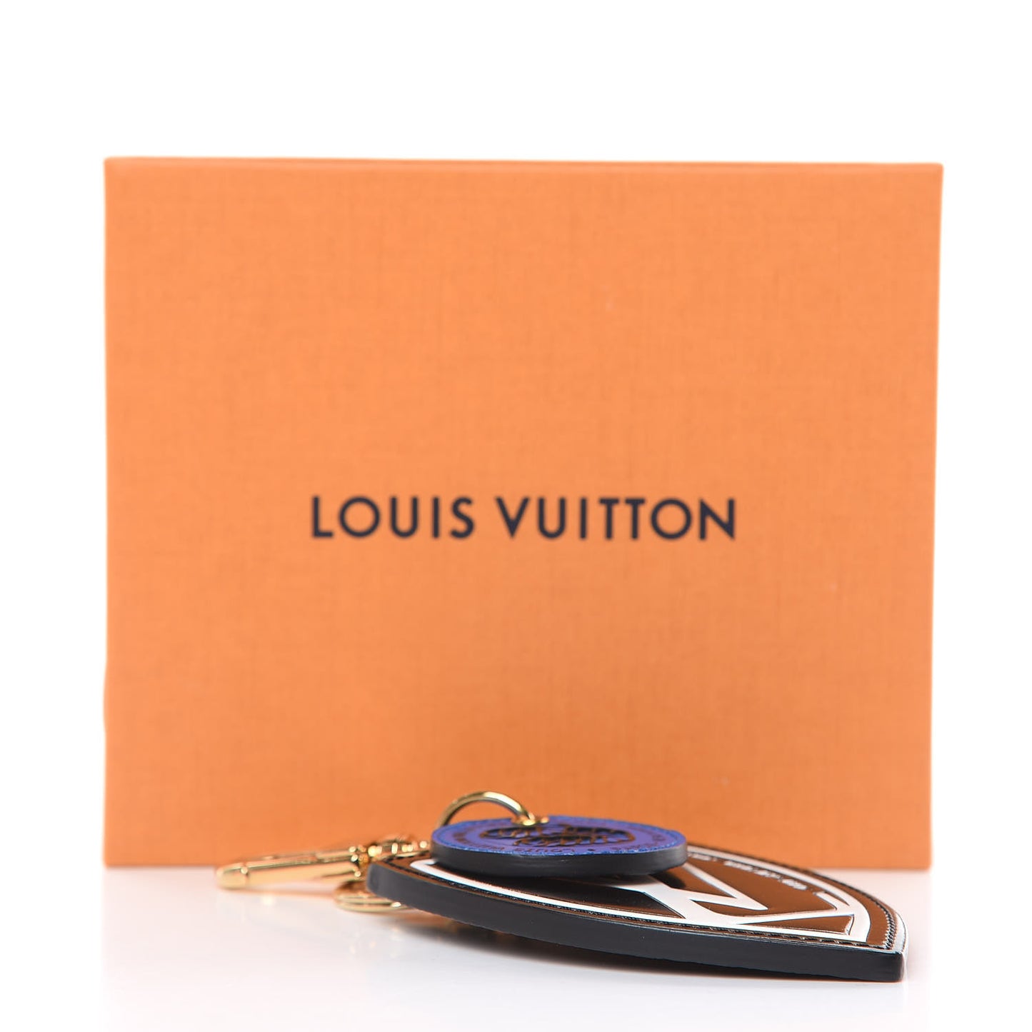 Calfskin World Tour Bag Charm Key Holder Black