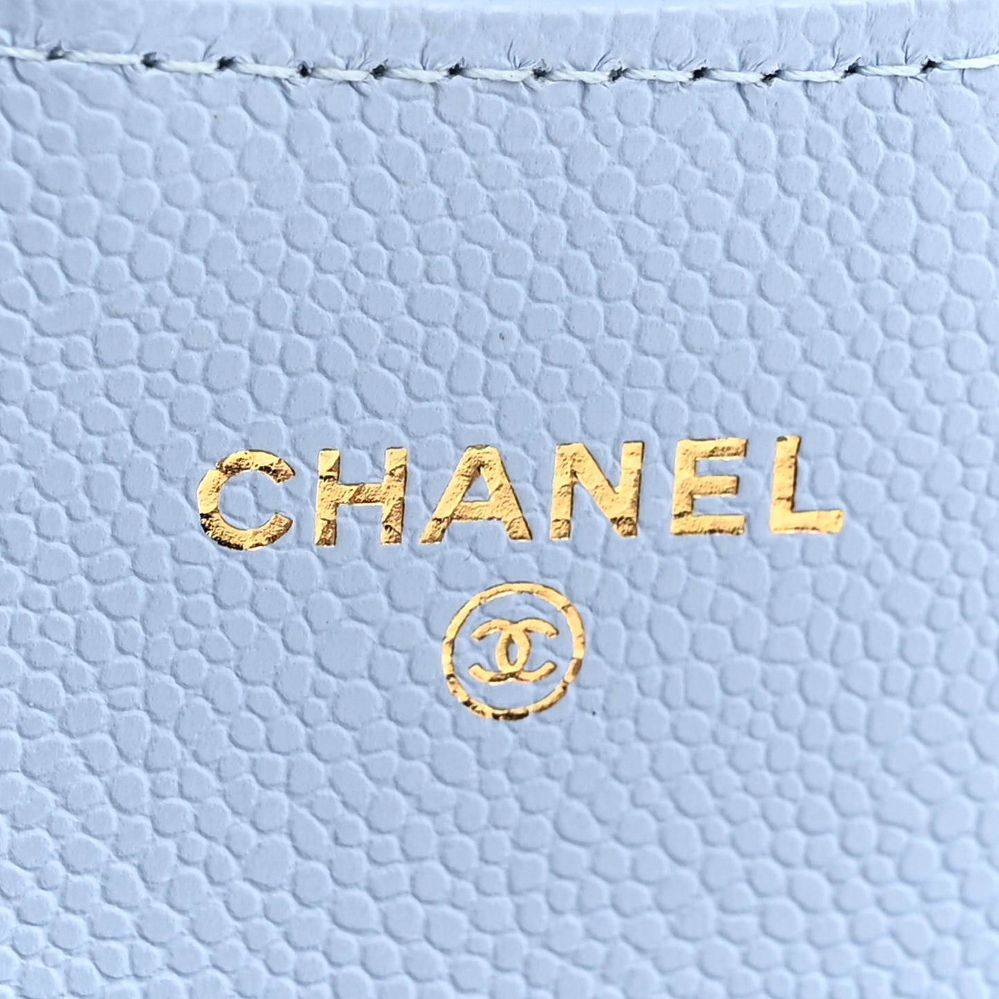 Caviar Quilted Flap Card Holder Wallet Light Blue