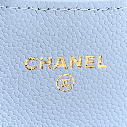 Chanel Caviar Quilted Flap Card Holder Wallet Light Blue 6 of 8