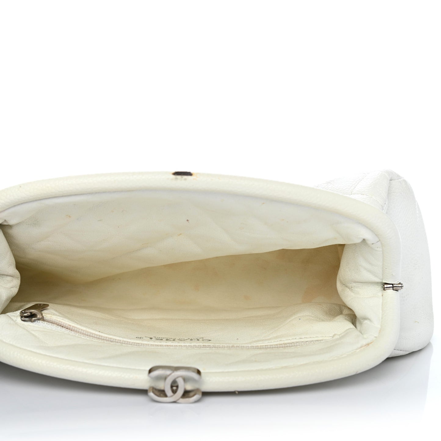 Caviar Quilted Timeless Clutch White