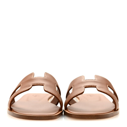 Hermes Box Calfskin Oran Sandals 36.5 Gold 3 of 10