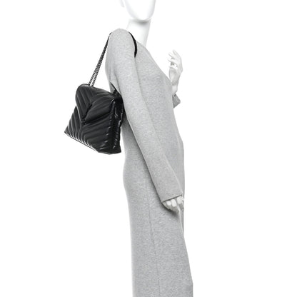 Saint Laurent Calfskin Y Quilted Monogram Monochrome Medium Loulou Chain Satchel Black 2 of 11