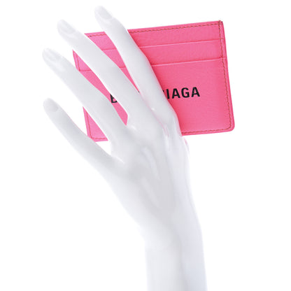 Balenciaga Calfskin Logo Everyday Multi Card Case Acid Pink Black 2 of 11