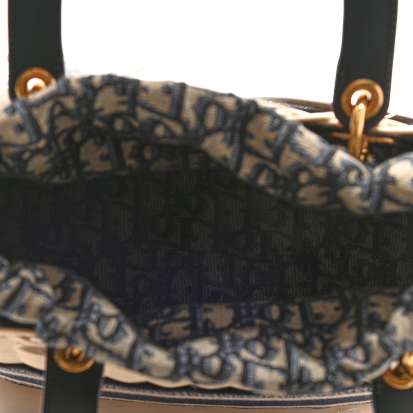 Wicker Oblique Medium Lady Dior Bag Blue