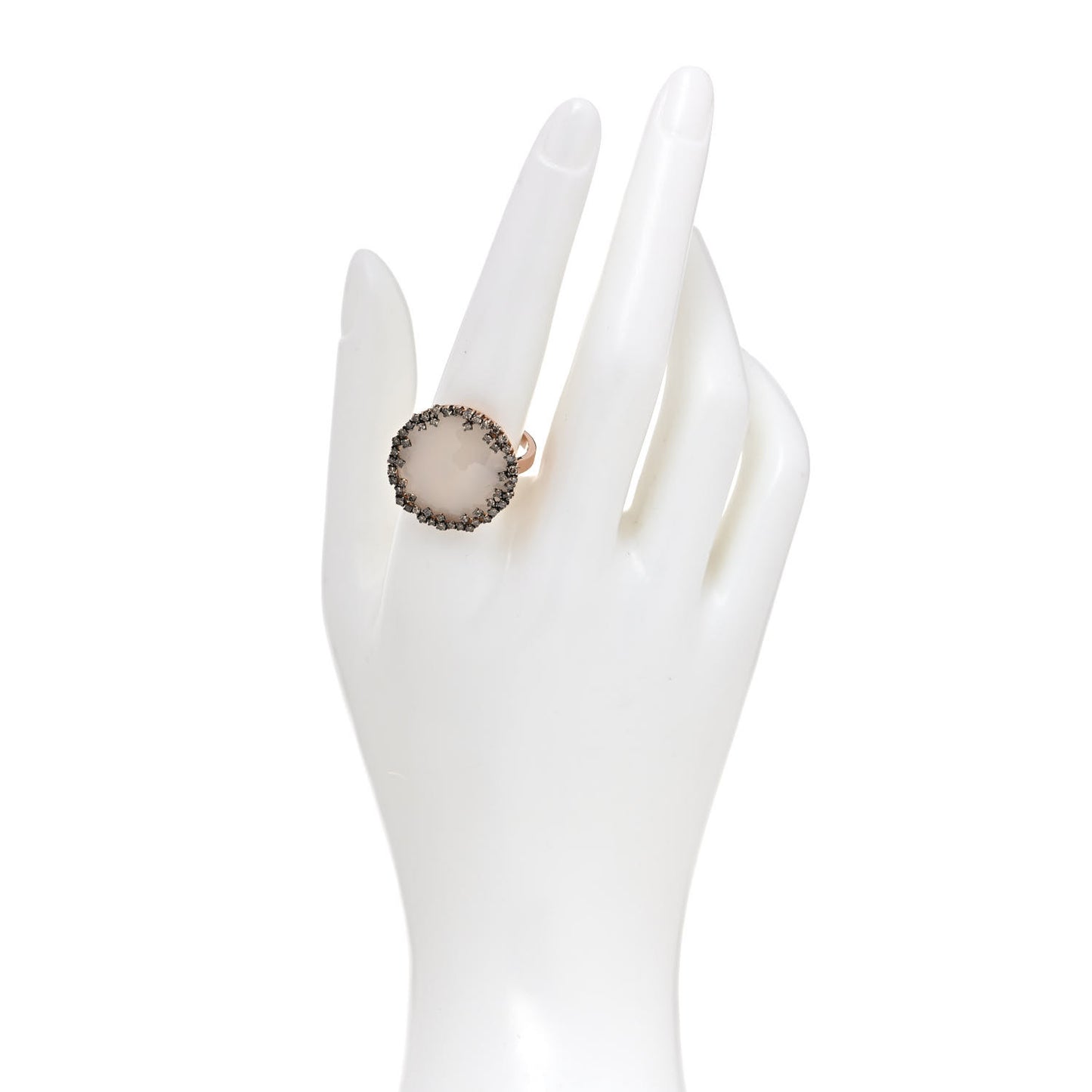 18K Rose Gold Champagne Diamond Chalcedony Cocktail Ring 60 9