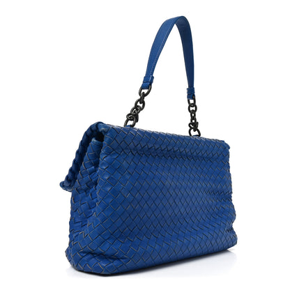 Bottega Veneta Nappa Intrecciato Medium Olimpia Shoulder Bag Blue 3 of 12
