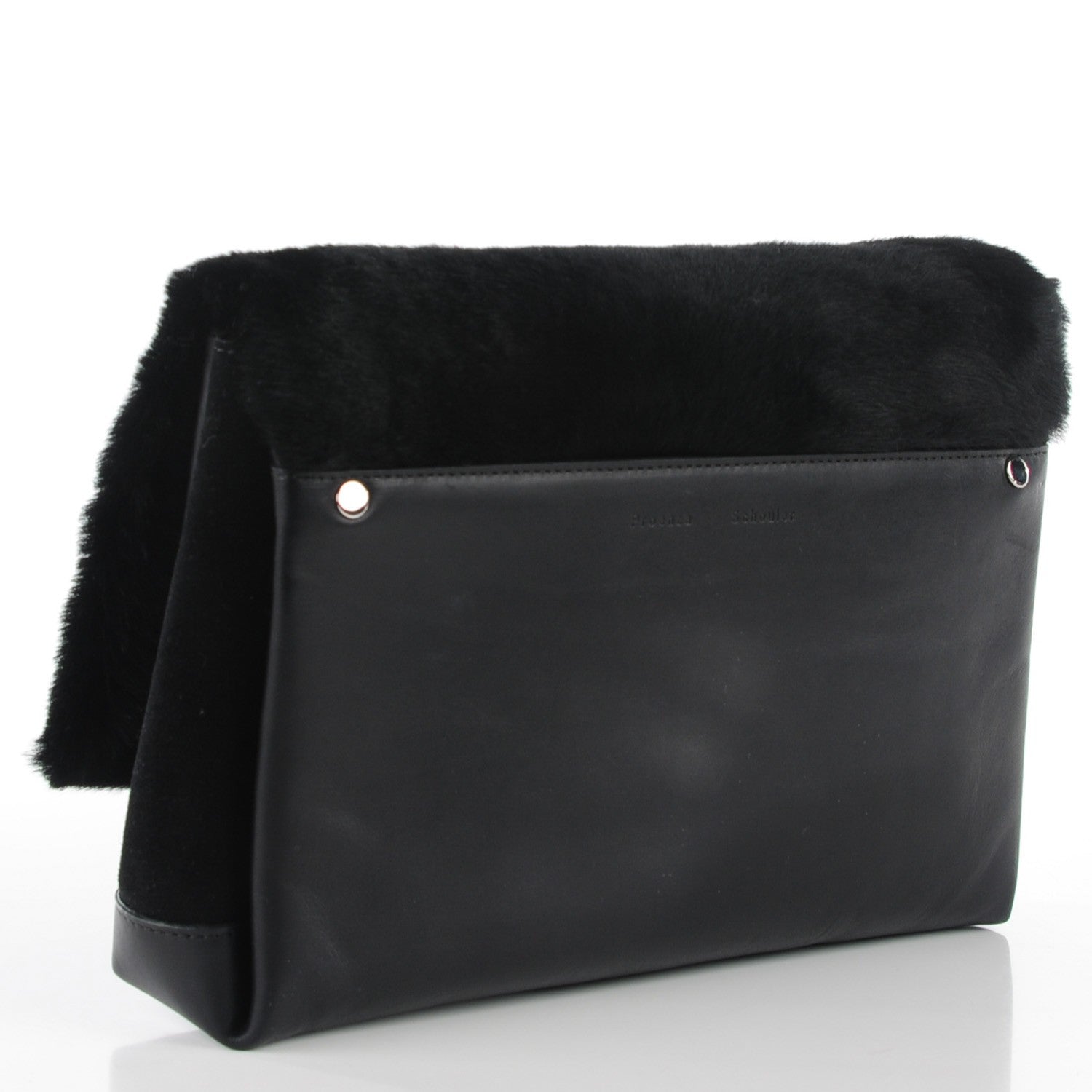 Proenza Schouler Calf Hair and Calfskin PS Elliot Clutch Black 4 of 10