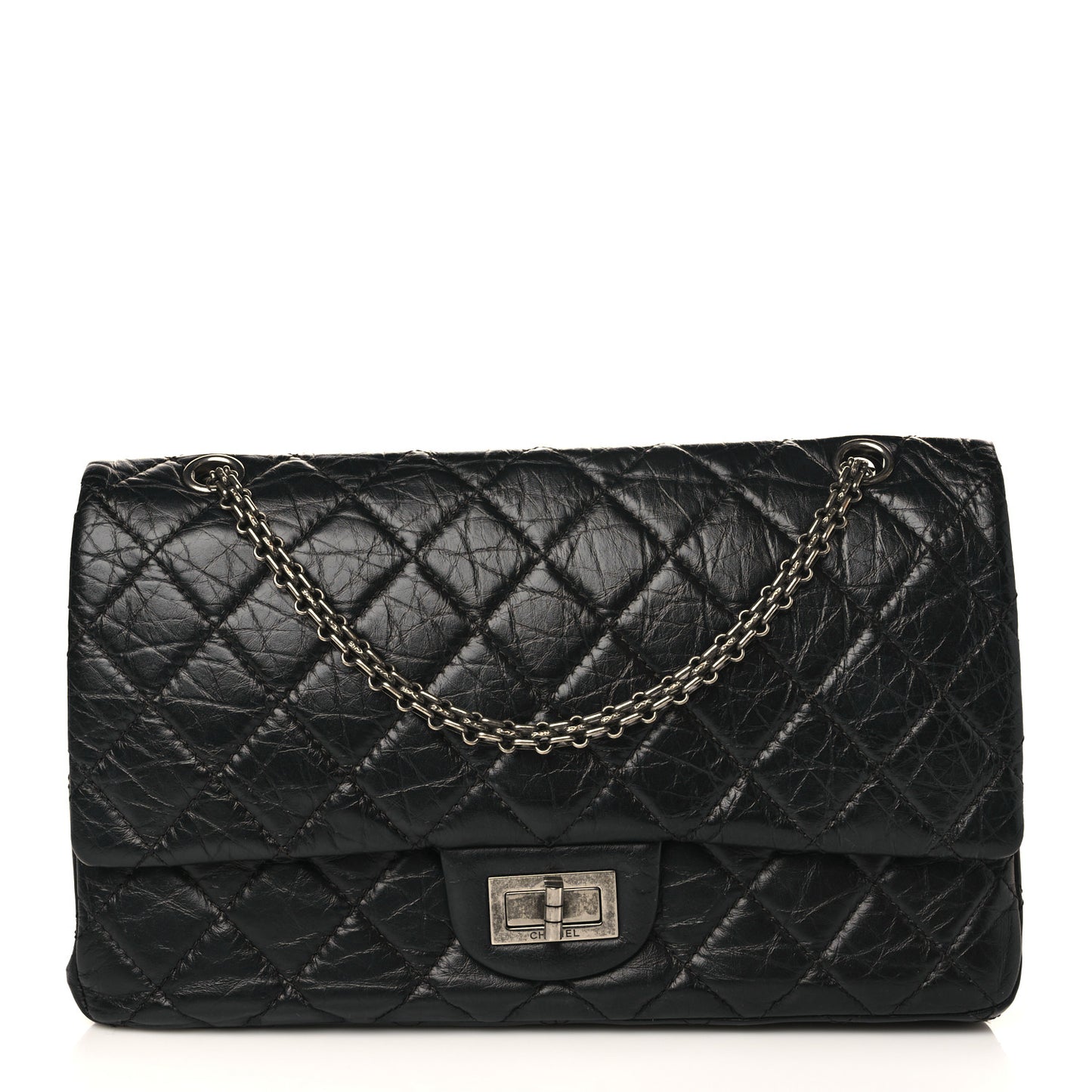 Aged Calfskin Quilted 2.55 Reissue 226 Flap Black