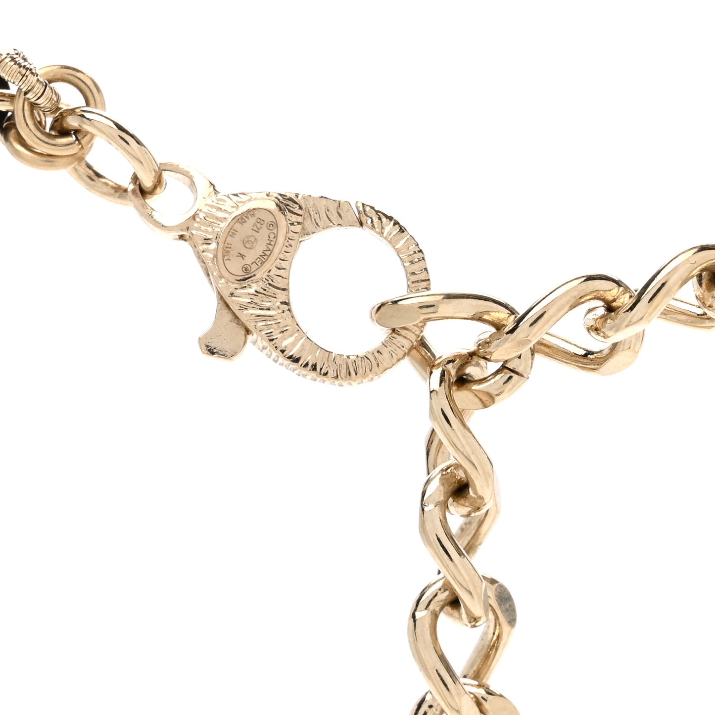Crystal Pearl Lambskin CC Chain Choker Gold Black