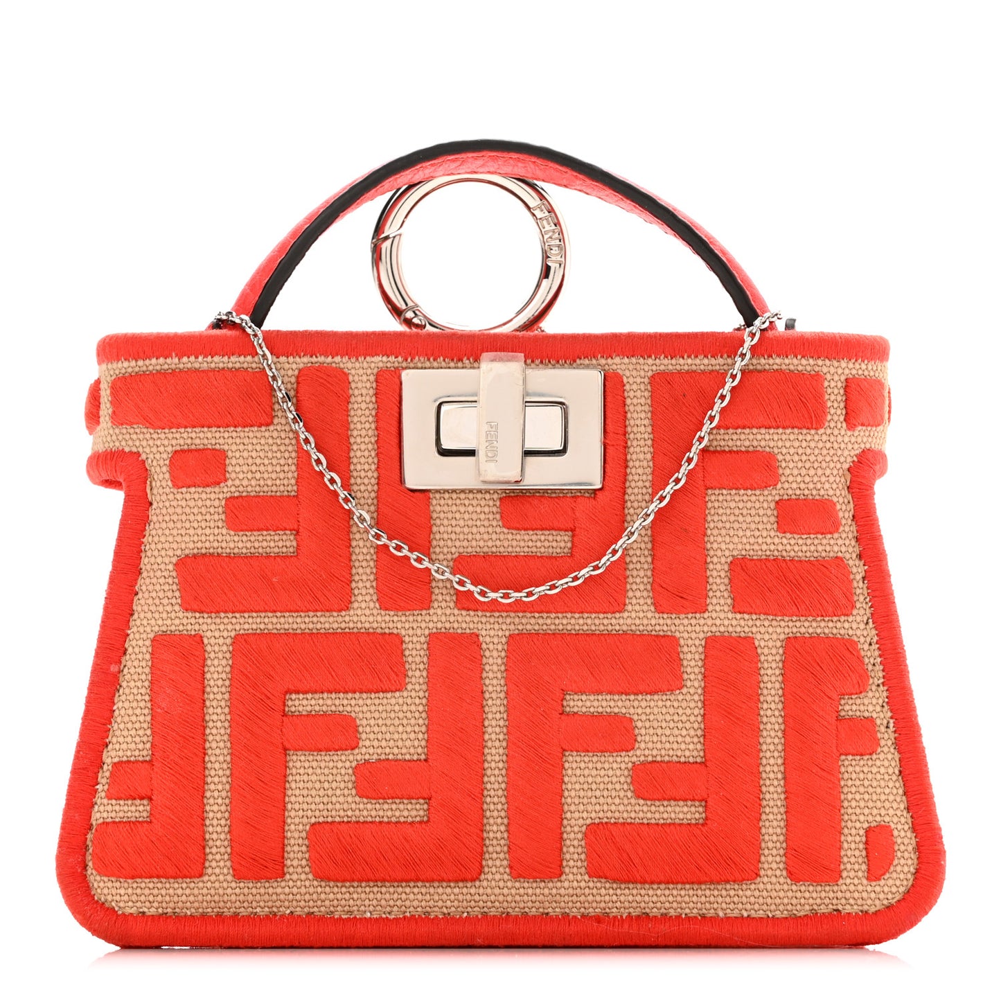 Canvas Vitello Volanato FF Embroidered Pico Peekaboo Charm Sand Tulipano