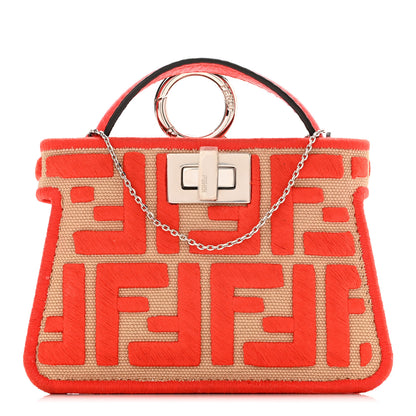 Fendi Canvas Vitello Volanato FF Embroidered Pico Peekaboo Charm Sand Tulipano 1 of 10