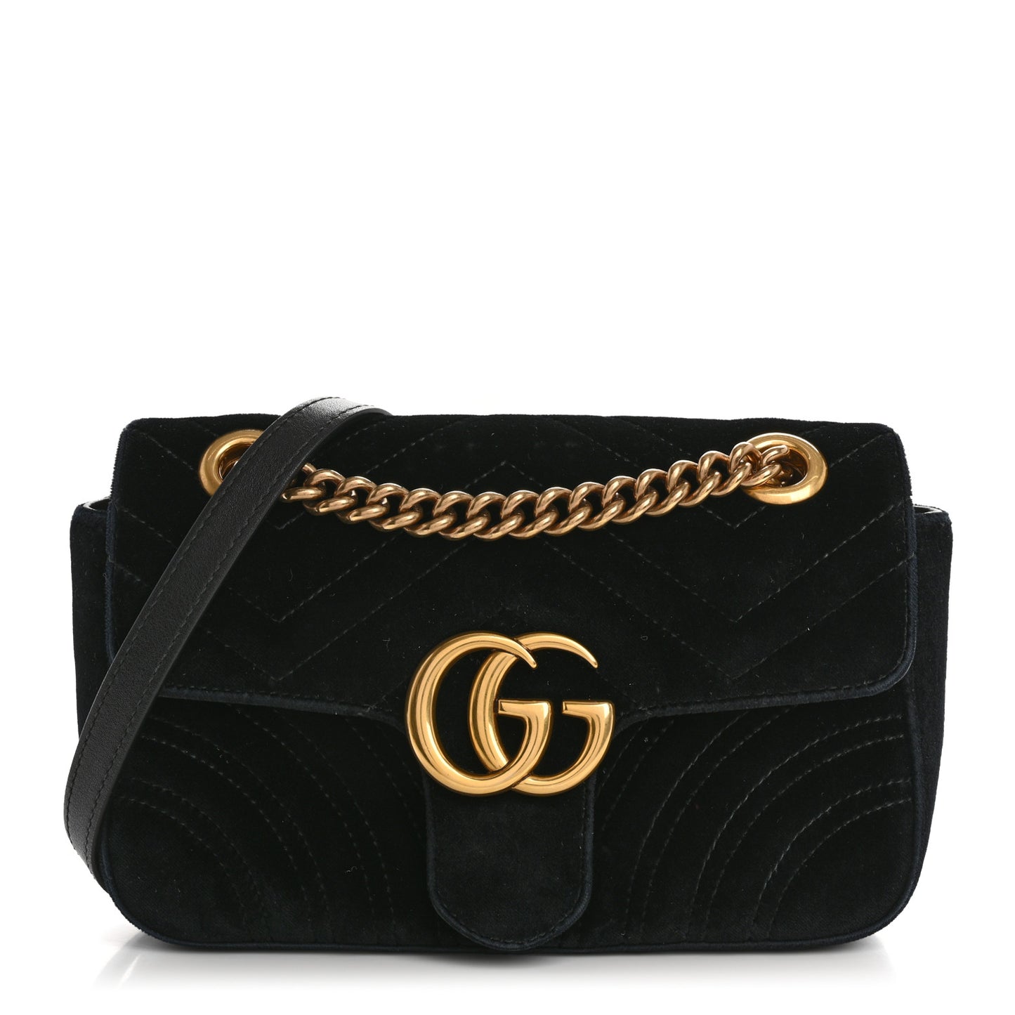 Velvet Matelasse Mini GG Marmont Shoulder Bag Black