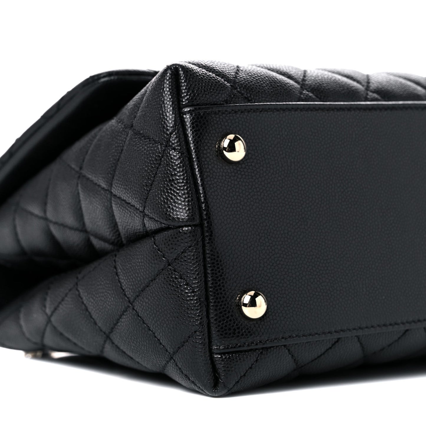 Caviar Quilted Small Coco Handle Flap Black