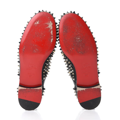 Christian Louboutin Calfskin Studded Womens Oxfords 38 Blackn Gold 5 of 11