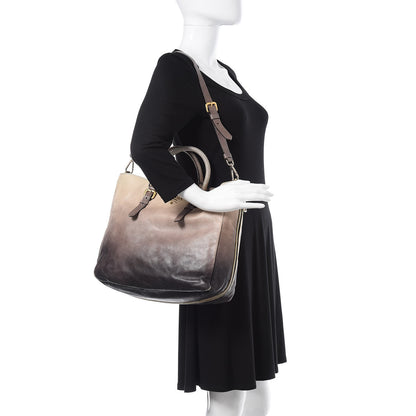 Prada Cervo Lux Zippers Shopper Tote White Sfumato 2 of 21