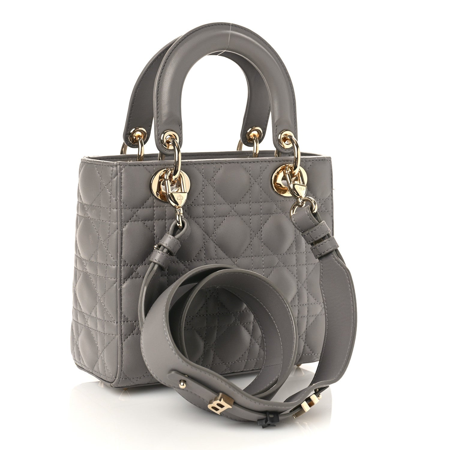 Christian Dior Lambskin Cannage Small My ABC Dior Lady Dior Grey 3 of 9