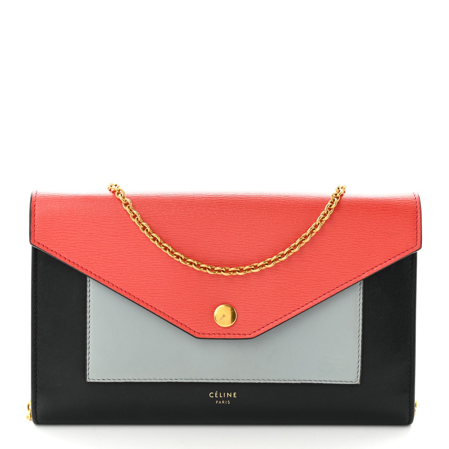 Liege Calfskin Tri-Color Large Pocket Flap On Chain Multicolor