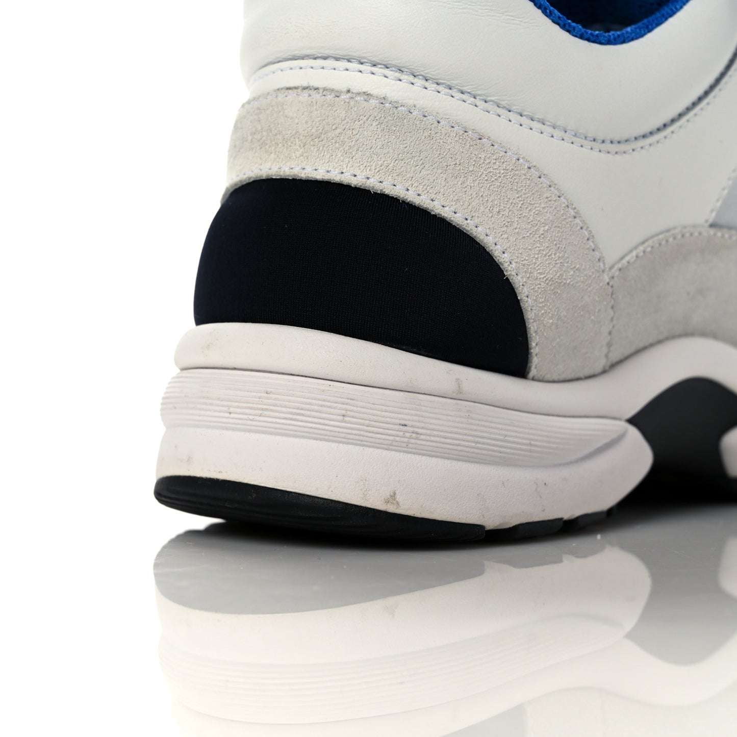 Calfskin Fabric Sneakers 37 White Silver Fluo Blue