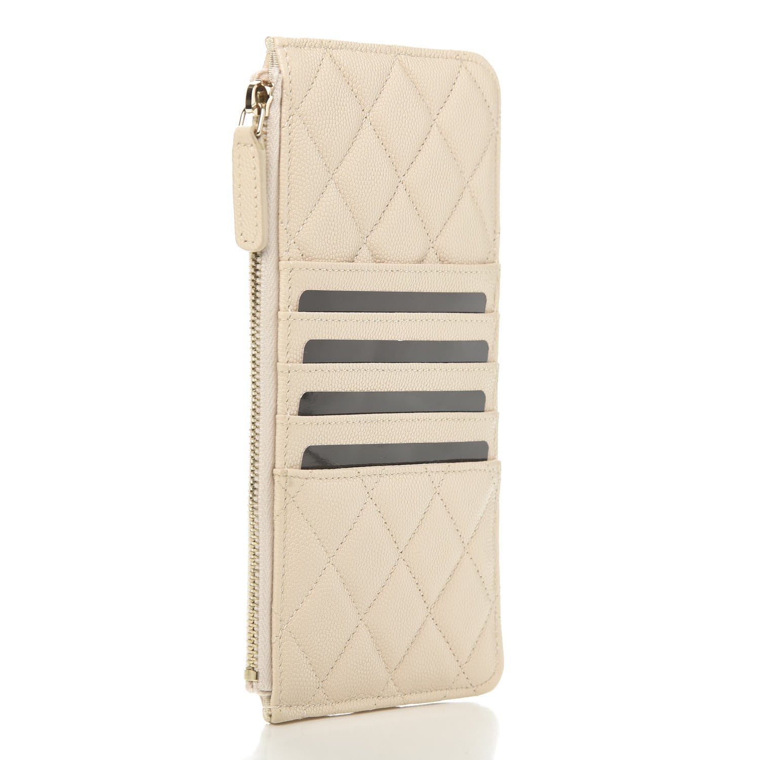 Chanel Caviar Quilted Classic Flat Wallet Pouch Light Beige 3 of 8