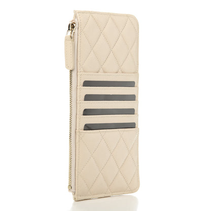 Chanel Caviar Quilted Classic Flat Wallet Pouch Light Beige 3 of 8