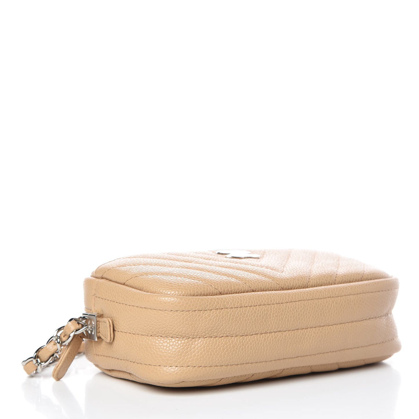 Caviar Chevron Quilted Camera Case Beige