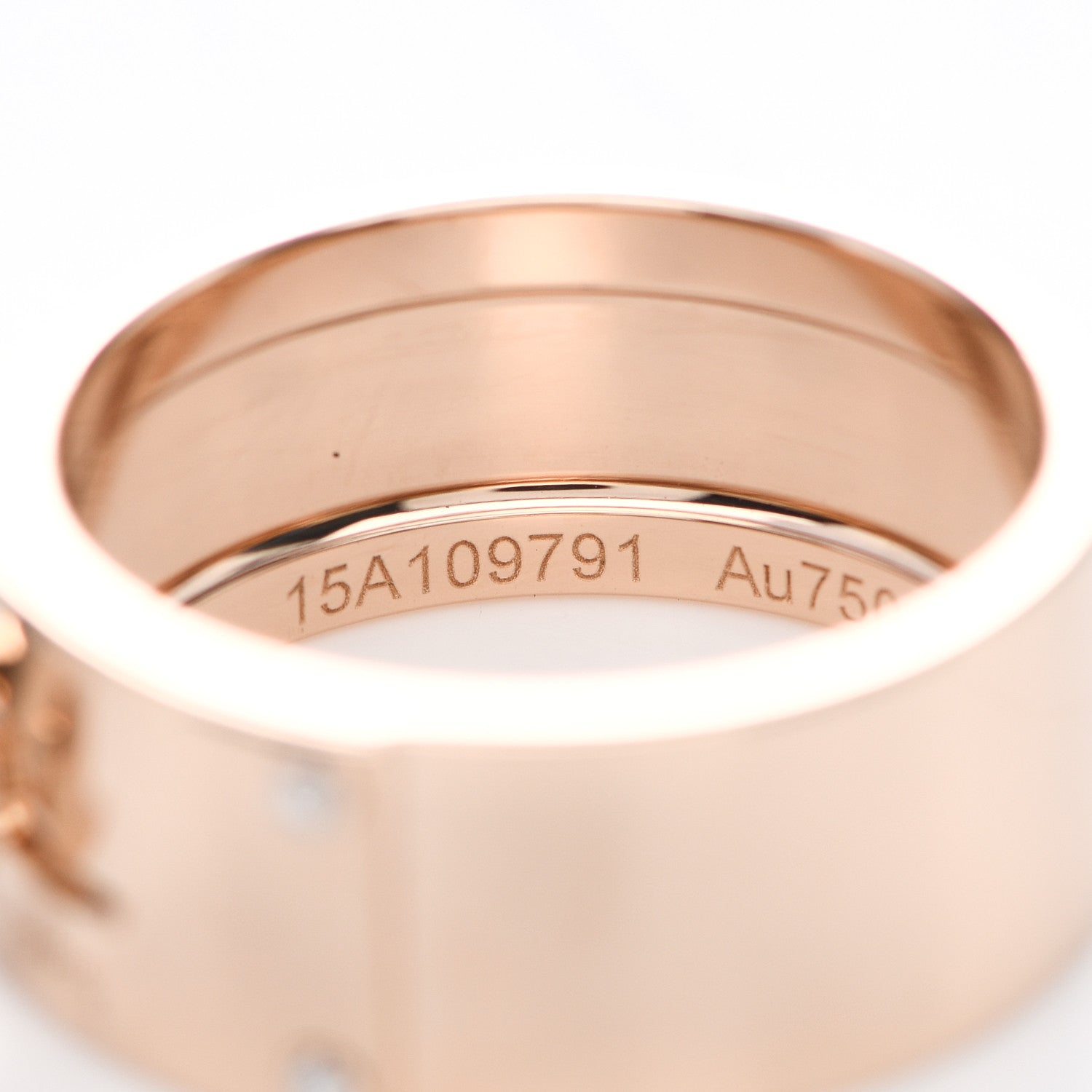 Hermes 18K Rose Gold Diamond GM Kelly Ring 51 5.75 5 of 7