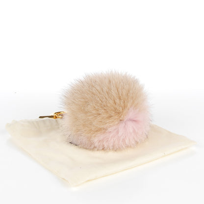 Fendi Fox Fur Vitello Elite Bi-Color Pom Pom Bag Charm Rosa Cammello Cipria 3 of 4
