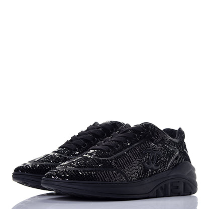 Chanel Sequin CC Sneakers 37 Black 3 of 8