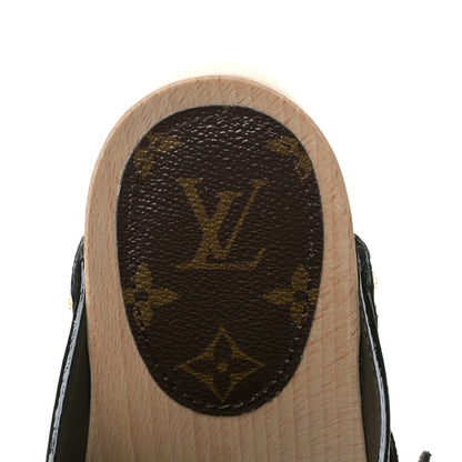 Louis Vuitton Calfskin Patent Monogram Cottage Clog Mules 40 Black 8 of 11