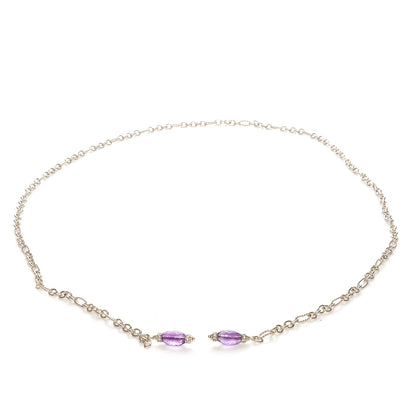 David Yurman Sterling Silver Diamond Amethyst Figaro Lariat Necklace 8 of 8