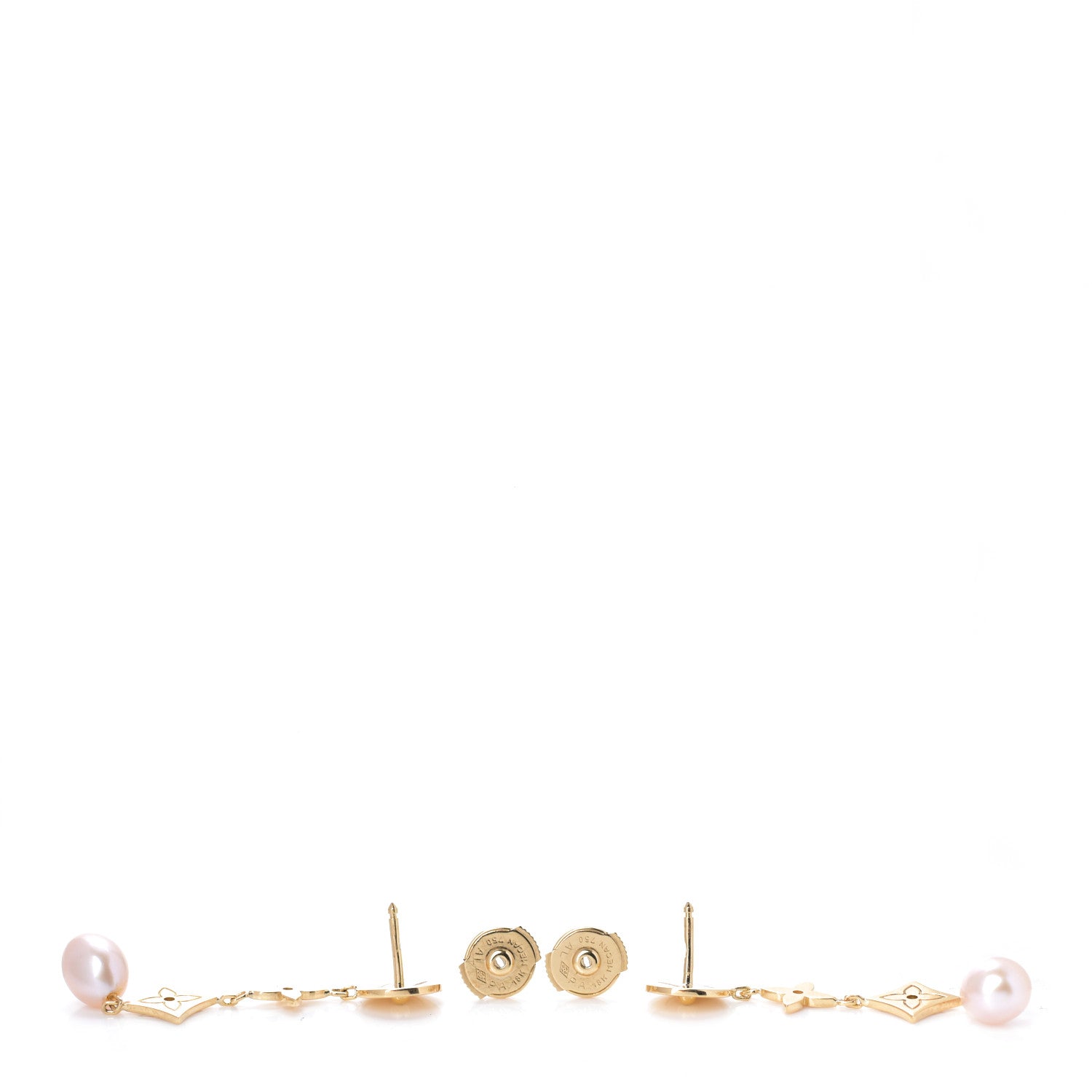 Louis Vuitton 18K Yellow Gold Pearl Idylle Blossom Monogram Drop Earrings 3 of 5