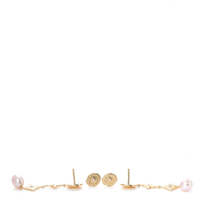 Louis Vuitton 18K Yellow Gold Pearl Idylle Blossom Monogram Drop Earrings 3 of 5
