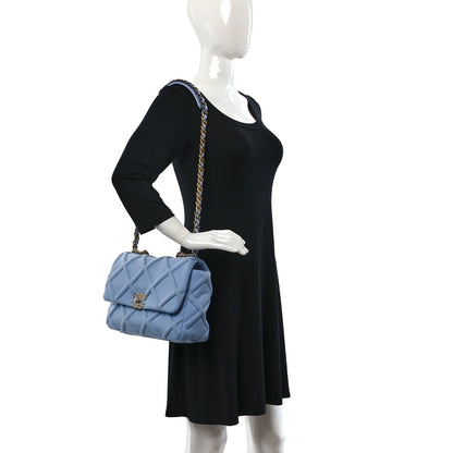 Chanel Jersey Lambskin Quilted Large Chanel 19 Flap Light Blue 2 of 9