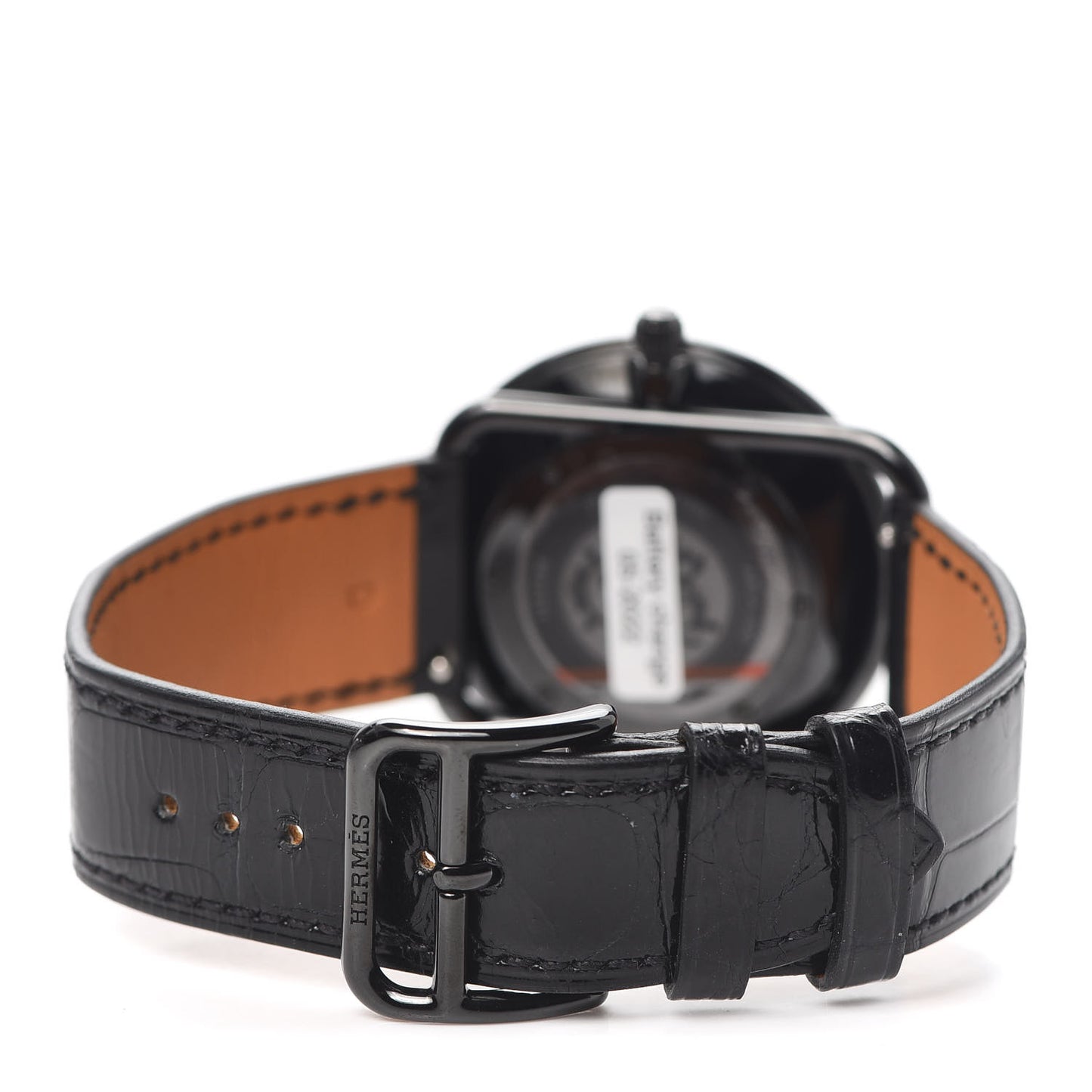 PVD Stainless Steel Alligator Black Diamond 36mm Arceau Ronde Des Heures Quartz Watch Noir