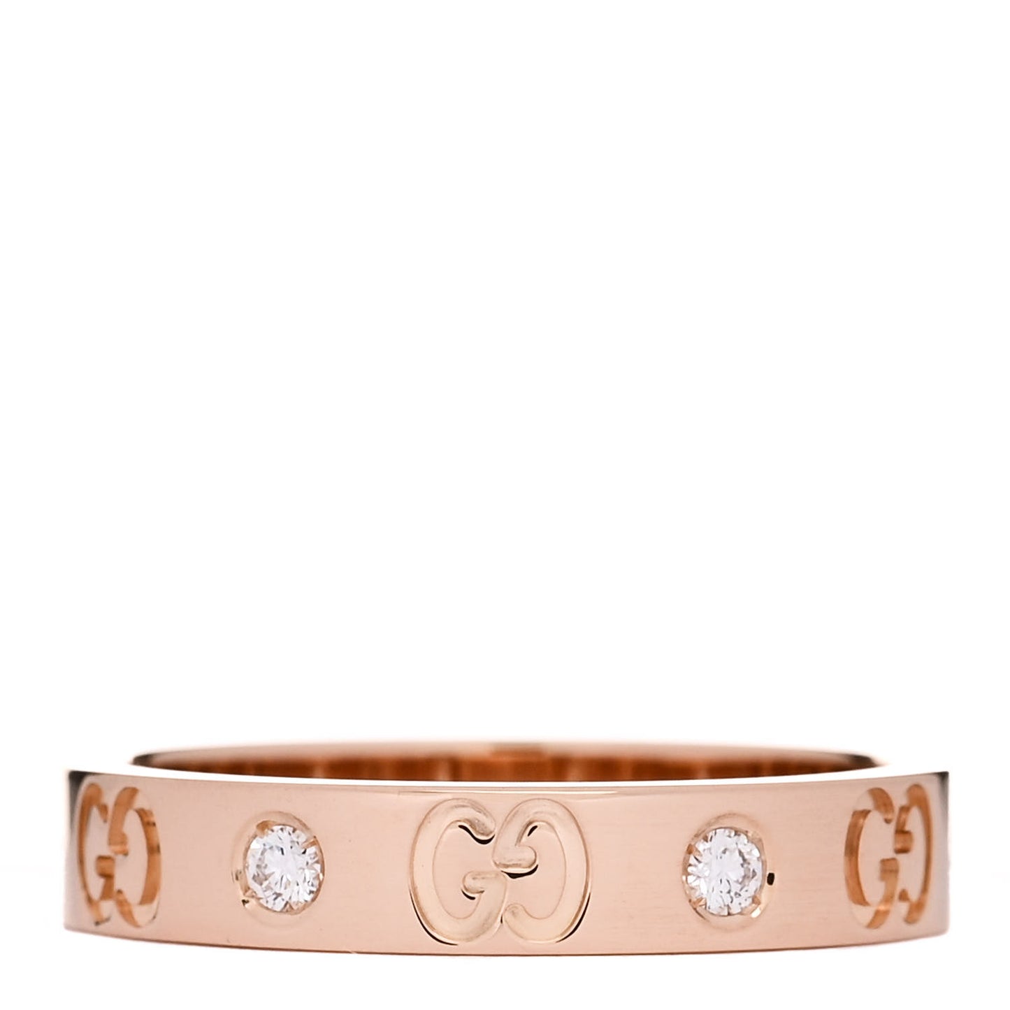 18K Rose Gold Diamond Icon Band Ring 58 8.25
