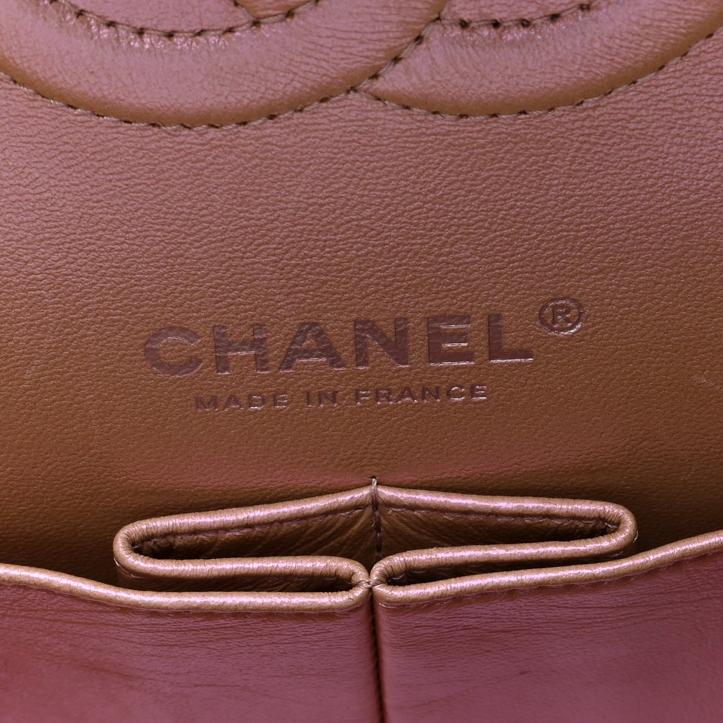 Iridescent Calfskin Quilted Medium Double Flap Pink