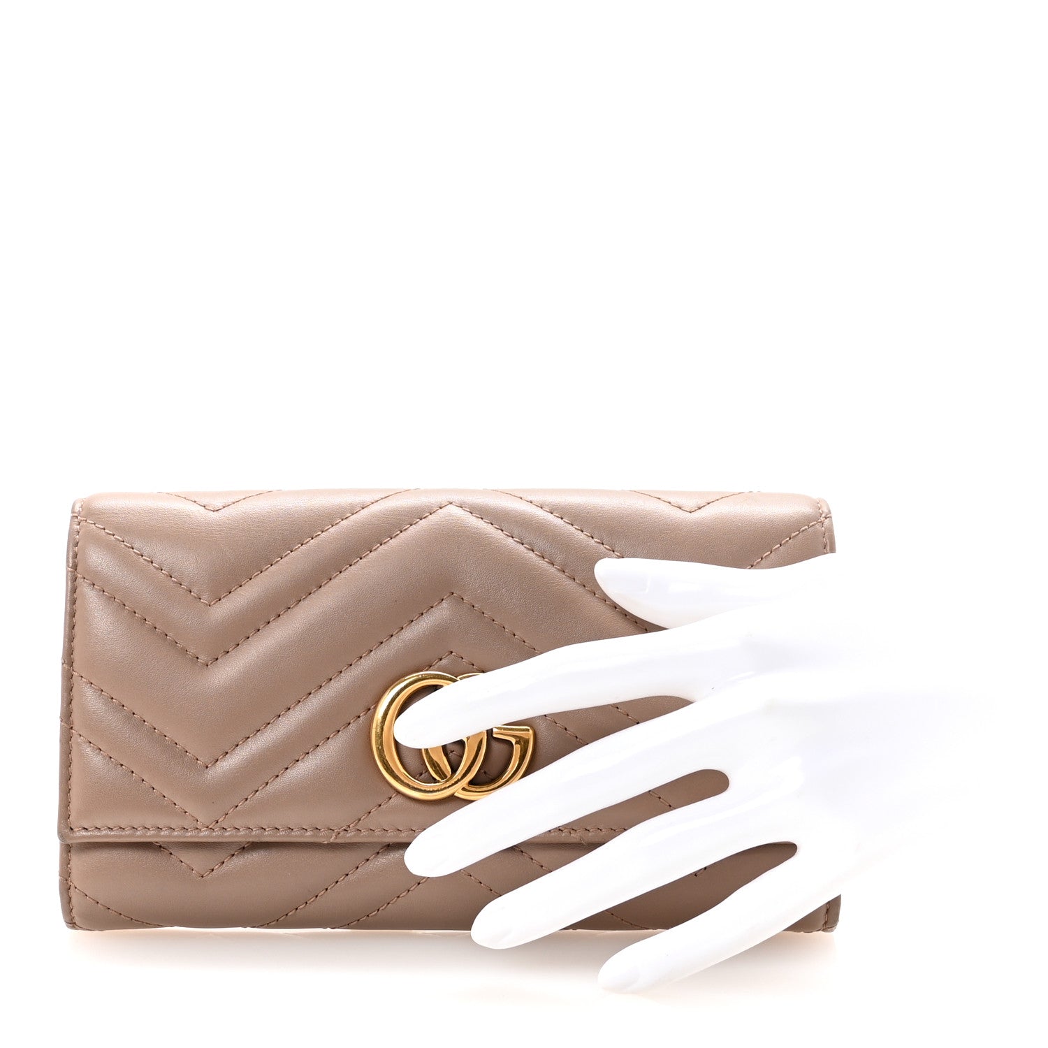 Gucci Calfskin Matelasse GG Marmont Continental Wallet Porcelain Rose 2 of 8