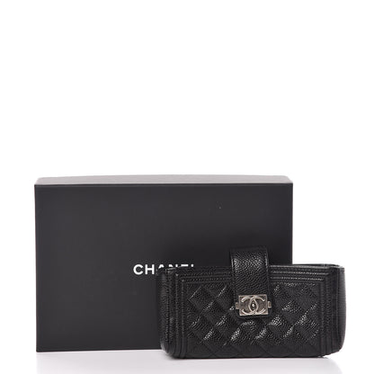 Chanel Caviar Quilted Mini Boy Phone Holder Clutch Black 9 of 9