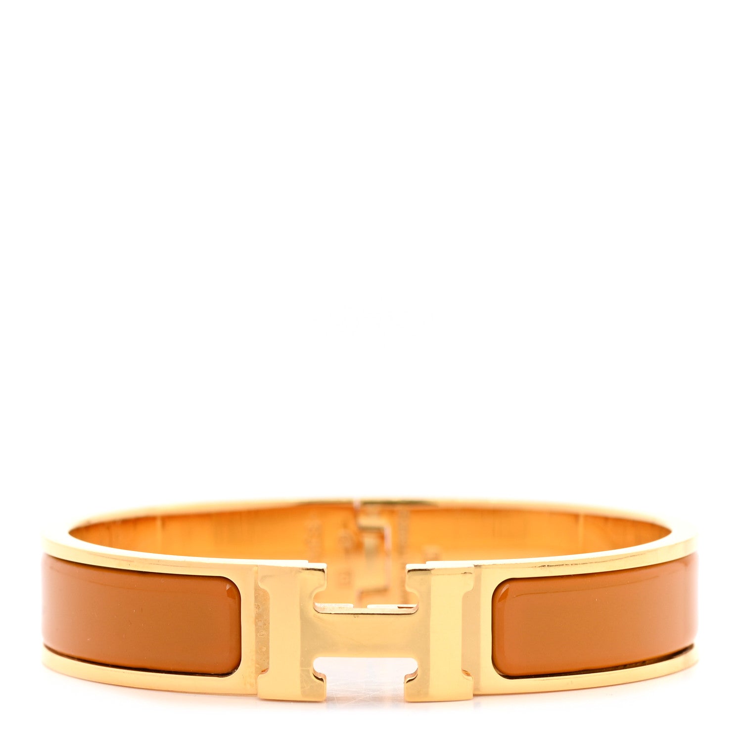 Hermes Enamel Narrow Clic Clac H Bracelet PM Jaune Madras 1 of 5