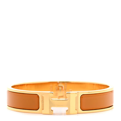 Hermes Enamel Narrow Clic Clac H Bracelet PM Jaune Madras 1 of 5