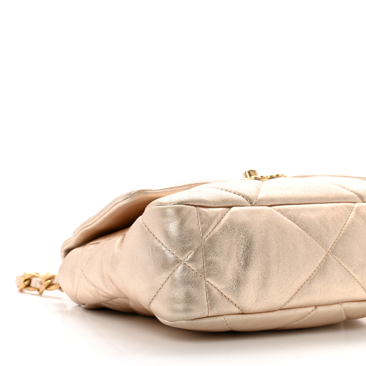 Metallic Lambskin Quilted Medium Chanel 19 Flap Gold