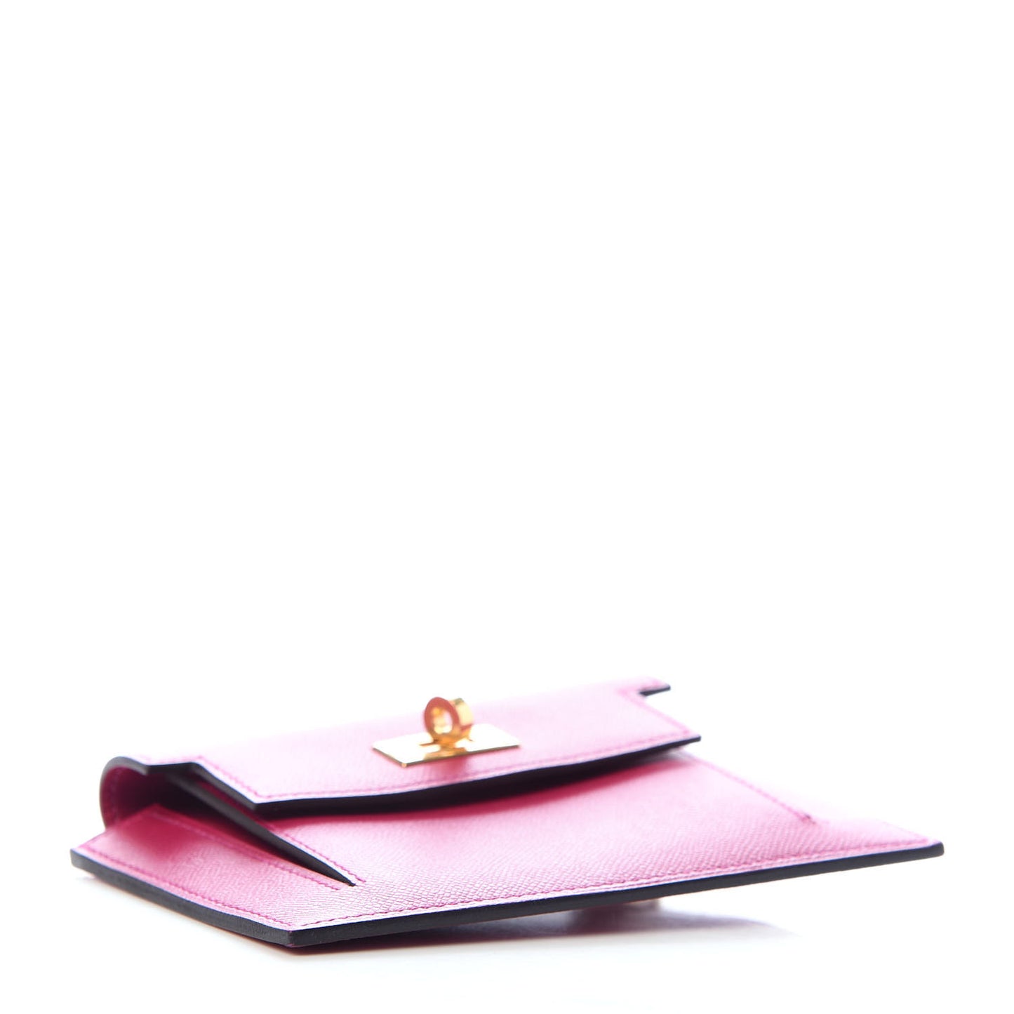 Madame Calfskin Kelly Pocket Compact Wallet Rose Pourpre